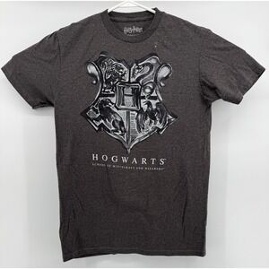 Harry Potter T-Shirt Men's Hogwarts School Of Witchcraft Gray Size Medium